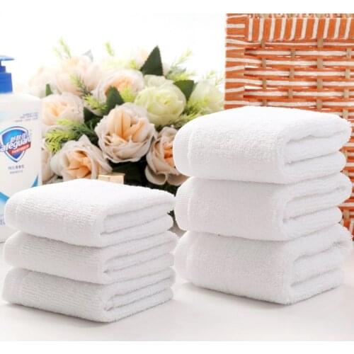 10pcs/lot Good Quality White Cheap Face Towel Small Hand Towels Kitchen Towel Hotel Restaurant Kindergarten Cotton Towel