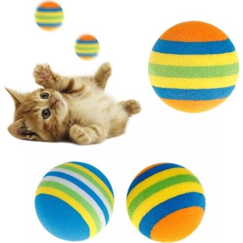 10 Pcs Rainbow Ball Pet Toys EVA Soft Interactive Cat Dog Puppy Kitten Play Funny Colorful Gifts Chew Balls Pets