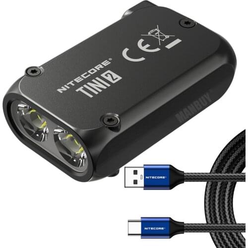 100% Original Nitecore TINI2 Built-In Battery Rechargeable Pocket Lamp Keychain Flashight UAC20 Charging Cable Outdoor Daily EDC