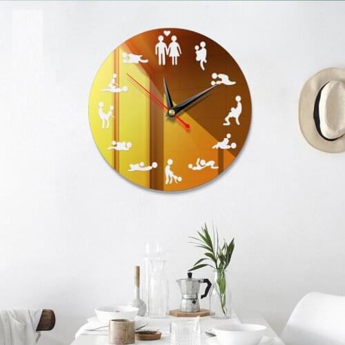 24 hours Bachelorette Game Sexy DIY Adult Room Decorative Giant Wall Clock Sex Love Position Frameless Large Wall Clock Art