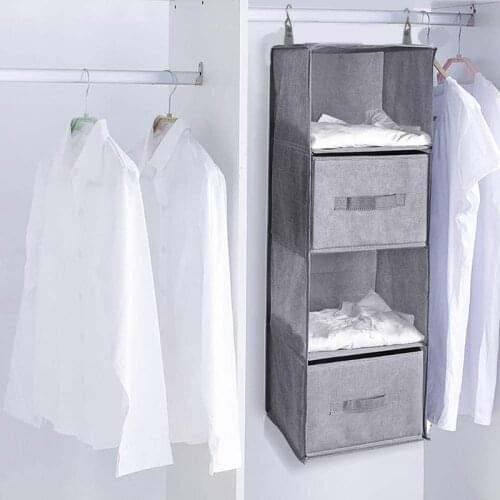 3/4/5 Layers Cotton Linen Wardrobe Hanging Storage Bag Shoes Garment Organizer Hanging Drawer Type Bag Clothes Organizers ZH358