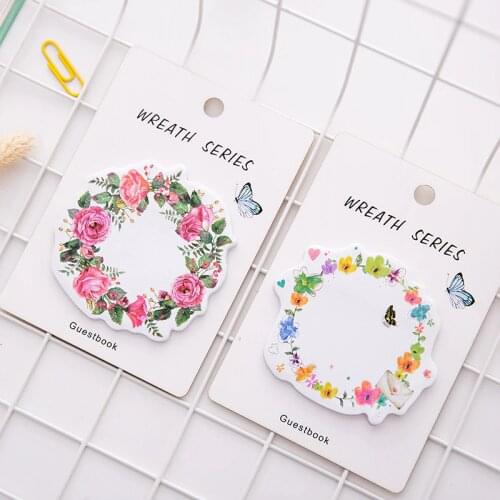 30 pages/pack Kawaii Multicolored wreaths Sticky Notes Memo Pad School Supplies Planner Stickers Paper Bookmarks