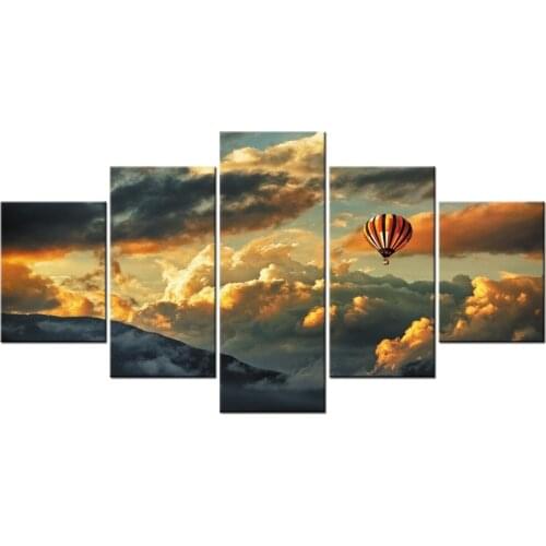 5 Panel Sunset Sea Modern Home Wall Decor Canvas Picture Art HD Print Oil Painting On Canvas For Living Room Framed J009-064