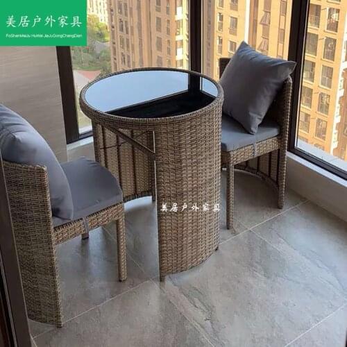 Balcony chair combination is modern and contracted web celebrity household small tea table rattan 3 pieces courtyard leisure bac