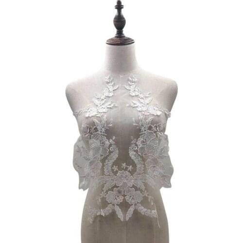 White Embroidery Flower Lace Fabric Sewing Lace Neckline Collar DIY Decorate Wedding Dress Applique Accessories BW152