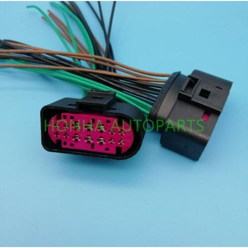 Free shipping 14pin 1.5mm 3.5mm xenon headlights plug waterproof lamp-socket connector With Wire Pigtail Adatper 1J0 973 737