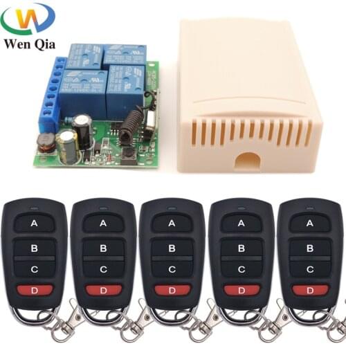 433Mhz Universal Wireless Remote Control Smart Switch AC 220V 10A 4 Relay Receiver Module RF Transmitter Light Lamp FarmYard DIY