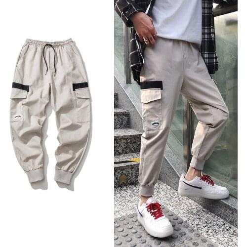 Men Fashion Sporty Pants Hip hop Causal Jogger Pants Male Street Harajuku Cargo Trousers Teenagers Loose Pocket Mens Harem pant