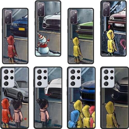 Boy Girl See Cool Sports Car Drift Silicone Case for Samsung Galaxy S21 Ultra S20 FE S10 Plus S9 S8 S10e S7 5G Phone Cover Coque