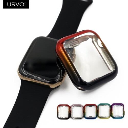 URVOI Full cover for Apple Watch series 5 4 3 2 gradient colors TPU soft frame case with front film for iWatch screen protector