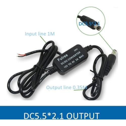 Black Usb Power Supply Converter DC/DC Step-down 12V to 5V 3A Waterproof Control Car Module Low Heat Auto Protection