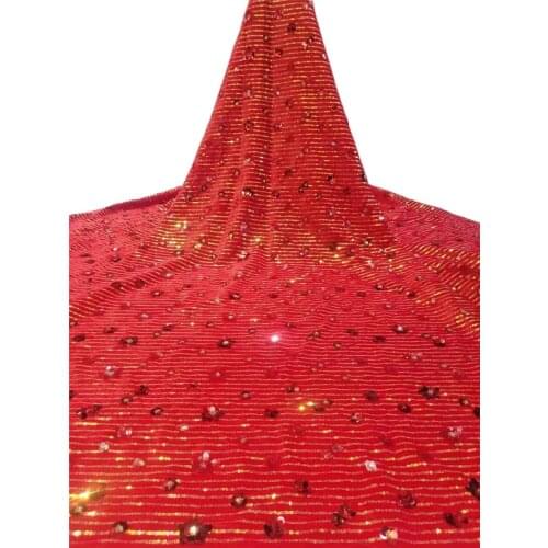 Pretty Sequins Velvet Mesh Lace Latest African Fabric JRB-15.52311 Nigerian French Lace Fabric With Line for Party Dress