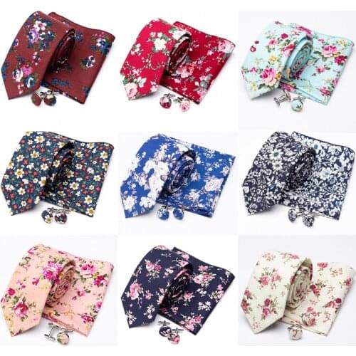 Men Tie Cravat Cufflinks Set Cotton Print Butterfly Ties for Mens Handkerchief Party Women Necktie Gift Wedding Accessories