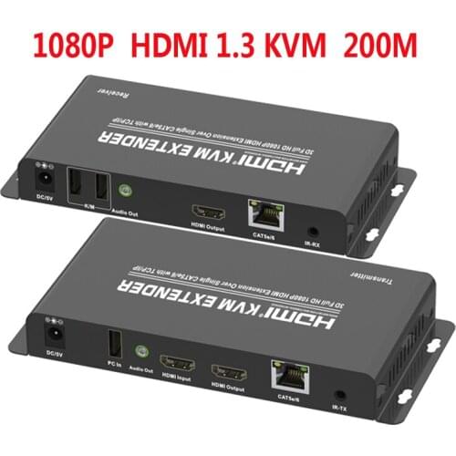 HDMI-compatible KVM Extender 200M 3D Full HD 1080P Extension Over Single Cat5e/6 Cable USB Mouse Stereo Audio With IR Loop Out