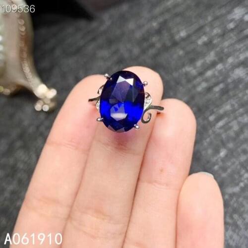 KJJEAXCMY fine jewelry 925 sterling silver inlaid Blue corundum gemstone classic ladies ring fashion