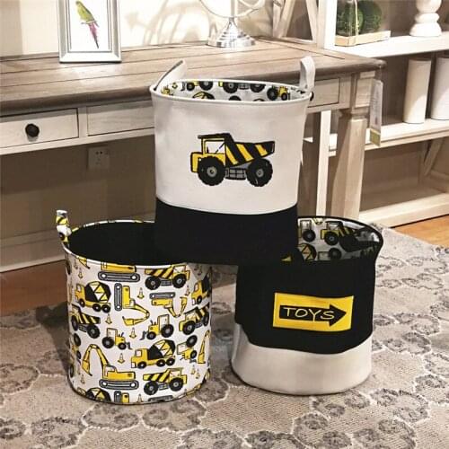 Cartoon Cars Print Storage Barrel For Toys Fabric Home Organizer Folding Large Laundry Basket For Dirty Clothes Pouch Household