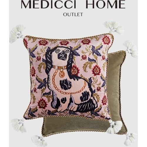 Medicci Home GG Pillow Case Luxe Home Decor Retro Dog Print Design Velvet Throw Cushion Covers Luxury Coussin Free Shipping