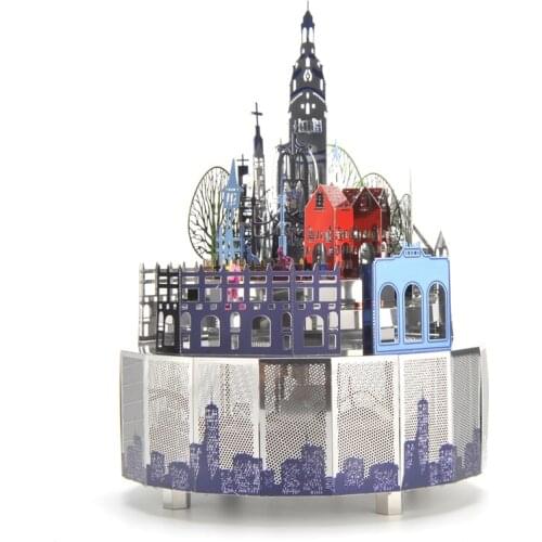 3D Metal Puzzle Model Music Box Christmas Gift Music & Light Music Box Valentine Gift #Castle Style Theme DIY Kids Adult