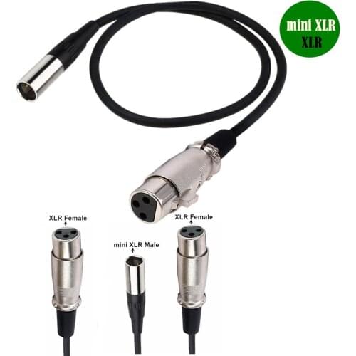 Mini -XLR 3 Pin Male to XLR 3 Pin Female Plug Microphone Cable for 4K Camera Video Assist Pro Lapel Audio Adapter Cable