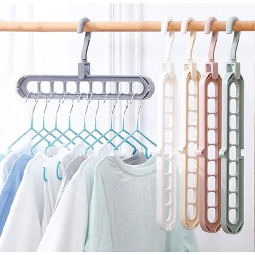 Douyin with The Same Paragraph Nine-hole Hanger Multifunctional Nine-hole Rotating Magic Hanger Folding Clothes Storage Rack