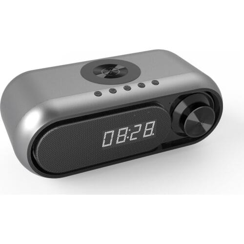 Multifunctional Bluetooth Speaker LED Digital Clock FM Radio BT Sound Box Wireless Charger Desk Clock Music Player 3.5mm Aux-in