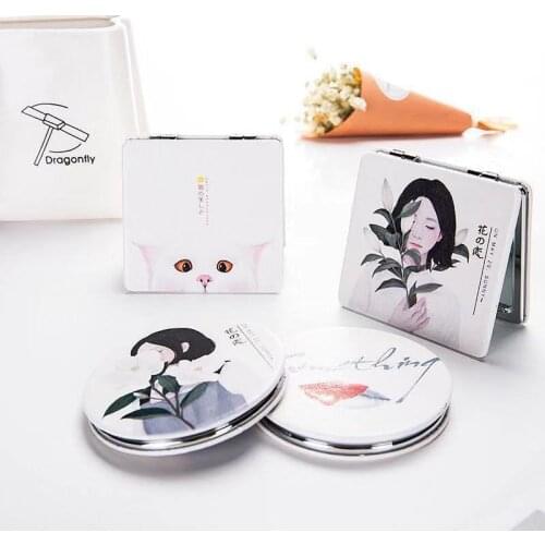 Cartoon Portable Makeup Mirror Decorative Mirror Personality Fashion Round Mirror Mini Makeup Mirror Gift Giveaway Folding