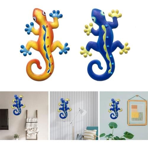 Gecko Wall Art Decoration Simulation Small Metal Gecko Lizard Sculptures Outdoor Home Garden Fence Ornaments