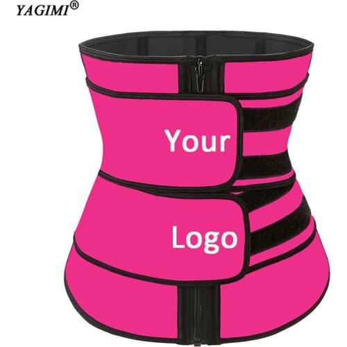 YAGIMI Neoprene Waist Trainer Body Curve Shaper Corset Sauna Girdles Hot Sweat Double Belt Weight Loss Trimmer Zip Curve Shaper