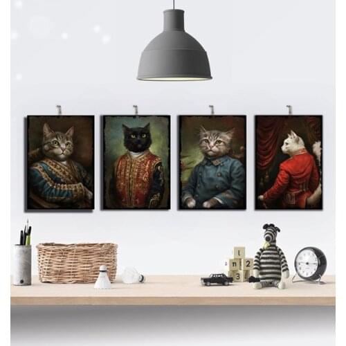 2021 New Royal Cats Themed 4pcs Gift Custom Design 8mm Decorative Wooden Table Set-Home Decoration Wall Accessories Free Shippin