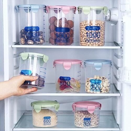 600/800/1000/1500 ml Kitchen Transparent Airtight Cans Refrigerator Food Organizer Containers for Kitchen Grain Storage Box