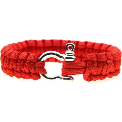 Outdoor Rope Multi-functional Survival Paracord Camping Lifesaving Tactical Wrist Gear Red Stainless Steel bracelets for women