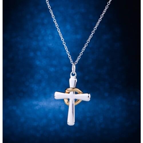 Cross shiny holy silver plated Necklace 925 jewelry silver Pandant Fashion Jewelry ECAPBHEU