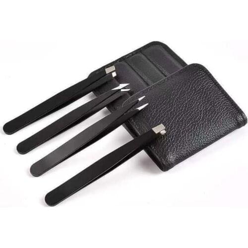 Hair Removal Tweezers Stainless Steel Eyebrow Tweezers Pink Slanted Black Tip Point Face Harmless Makeup Beauty Tool Sliver