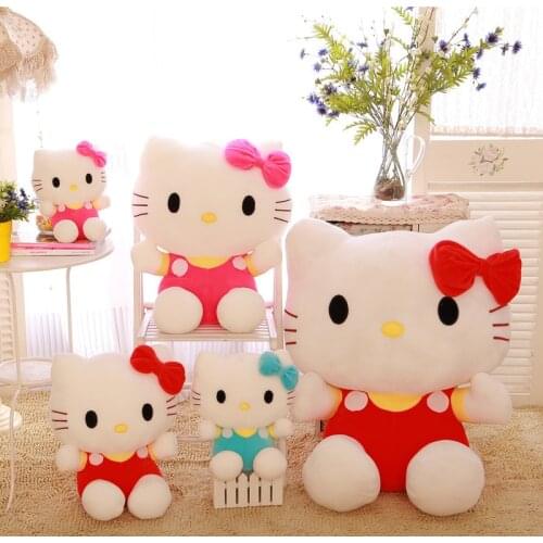20-45cm Hellokittyed Plush Toy Hello KT Kittyed Cat Plushie Dolls Soft Stuffed Toys For Girls Kids Birthday Gift Bedroom Decor