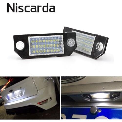 Niscarda 2Pcs Car LED License Plate Lights Lamp Set Assemblies White 6000K For Ford Focus C-MAX MK2 2003-2008