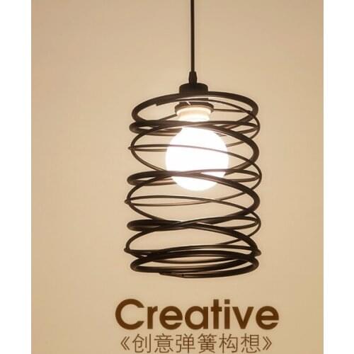 Nordic creative black spring design pendant lights Modern brief iron art E27 LED lamp for cafe stair bar pavilion corridor TM031