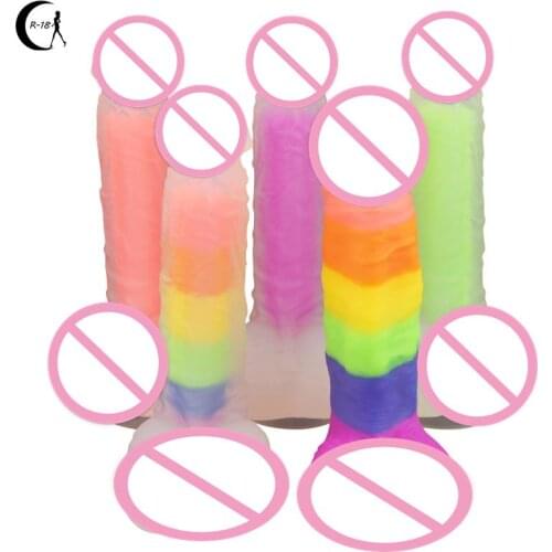 Rainbow Dildo for Woman Masturbate Suction Cup Color Sex Toys for Female Massage Soft Erotic Jelly Penis Multicolour Big Dildo