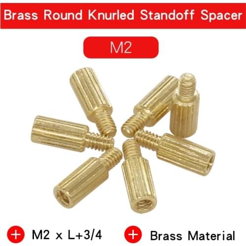 50 PCS Brass Material Round Knurled Standoff Spacer M2*3 -M2*30 mm Male- Female Single Head Support Pillar Column For PCB Board