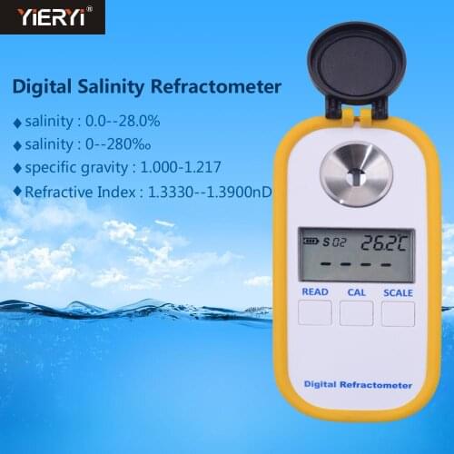 Yieryi DR201 Digital 0-28% Sea Water Salinity Refractometer Meter Salimeter Measurement Tool for Aquarium Seawater Monitoring
