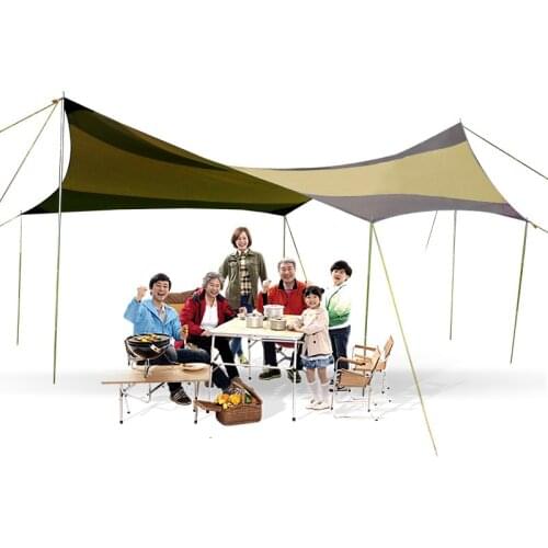 Hexagon Sun Shelter with Poles UV 40+ Beach Tent Shade Tarp Pergola Camping Sunshade Gazebo Waterproof Awning Canopy