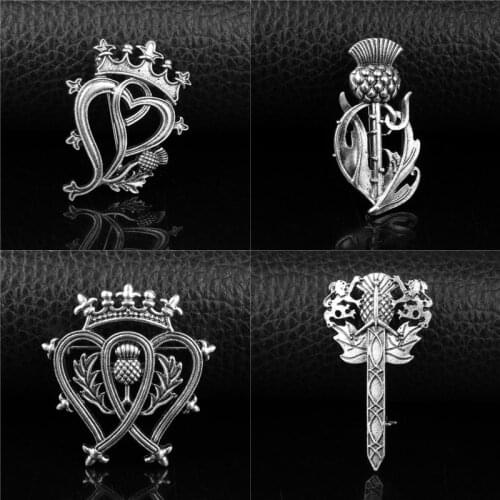 Outlander Viking Celtics Knot Pins Vintage Scottish Thistle Pins for Collar Bag Clothes Lapel Pin Badge Jewelry Gift Corsage