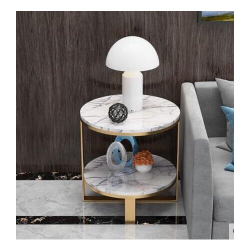Nordic light luxury style marble edge living room small tea table simple modern sofa edge table corner a few creative round tabl