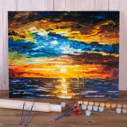Calm Water Paint By Numbers Package Acrylic Paints 50*70 Painting On Canvas Loft Wall Picture Crafts For Handiwork