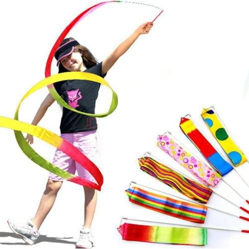 Adult Kids Sports Games Antistress Toy Art Ballet Spinning Stick Colorful Gymnastics Ribbon Performance Childrens Toys