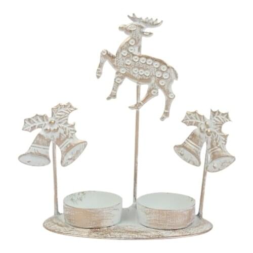 T3EC Christmas Tealight Candle Holder Metal Tea Light Candleholders Xmas Santa Snowman Reindeer Candlestick Table Decor