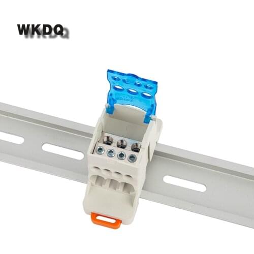 UKK80A UKK 80A Junction Box 1 In 6 Out Unipolar Wire Electrical Connector Din Rail Terminal Block Power Distribution Box 1Pc