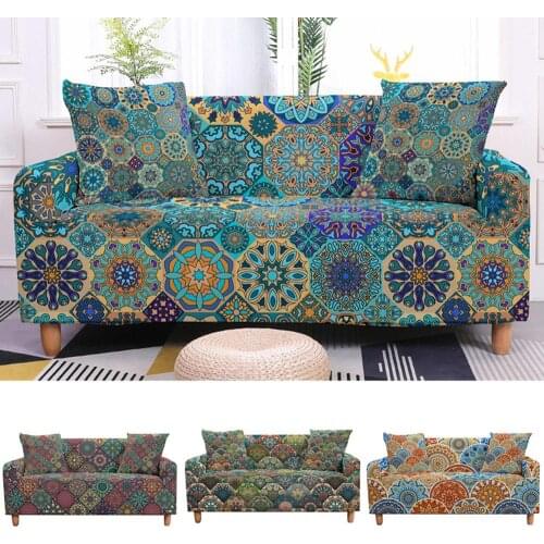 Vintage Mandala Slipcovers Sofa Cover Bohemian Flower Ethnic for Living Room Sectional L Shape Sofa Couch Cover 2/3 seater