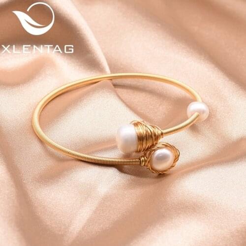 XlentAg Original Design Natural Fresh Pearl Bangle For Women Girl Lovers' Fine Handmade Pearl Jewelry Pulseiras Feminina GB0185