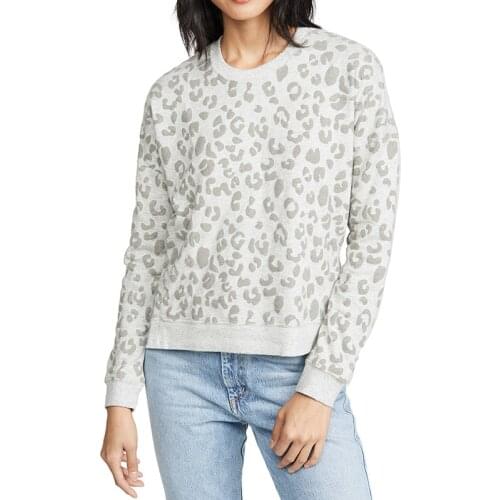 New Womens Autumn And Winter Leopard Print Loose Casual Long-Sleeved Ladies T Shirt Round Neck Fashion Ladies
