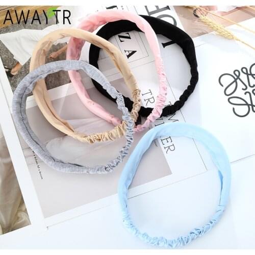 AWAYTR New Solid Color Headbands For Women Bandanas Elastic Hair Bands Ring Thicken Hairbands Turban Fashion Hair Accessories